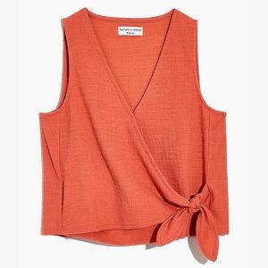 Madewell coral wrap tank top